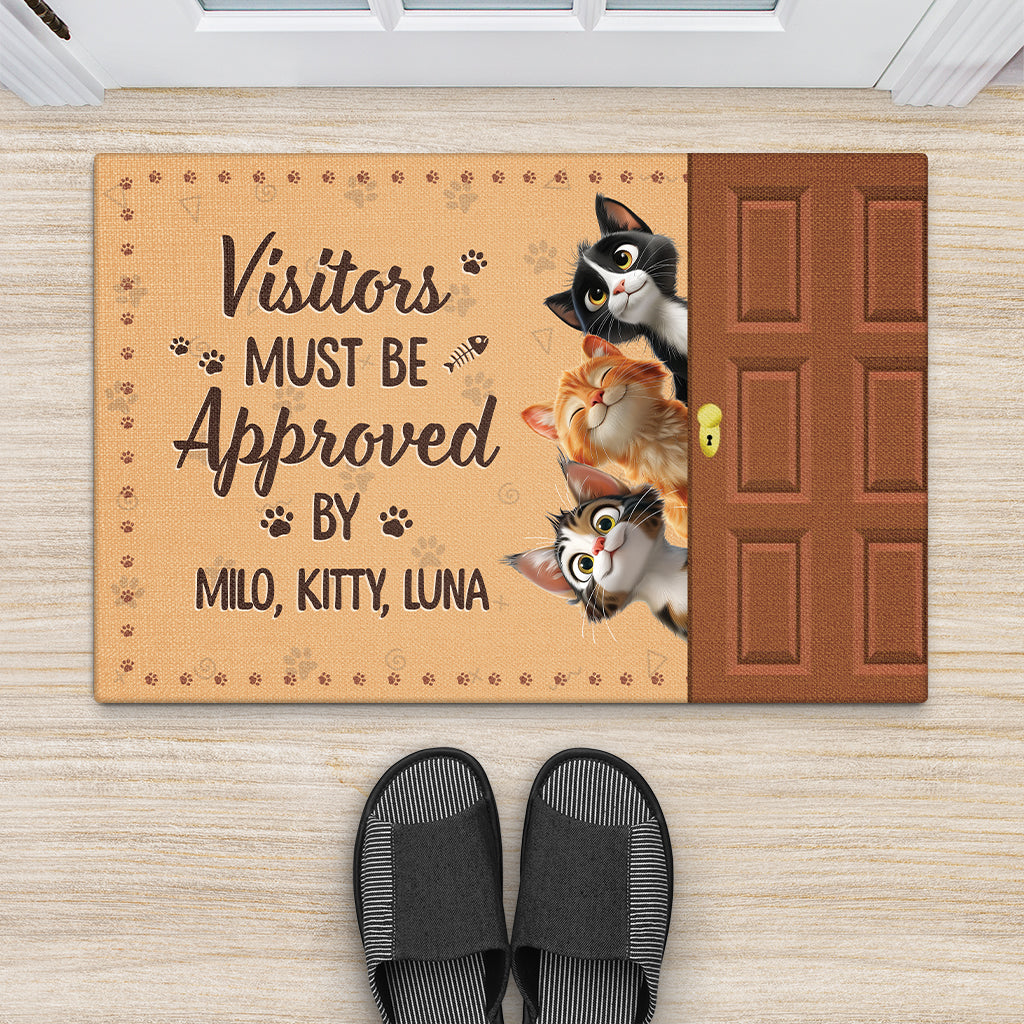 5983DUS2 personalized cat doormat visitors must be approved by the cat 5983DTTCD_4e3c7b7c 7982 409a a56c 06c734b4d87d