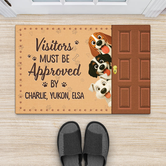 5983DUS2 personalized dog doormat visitors must be approved by the dog 5983DTTCC_99c3532c ae54 42ca bab5 a0353f72acb2