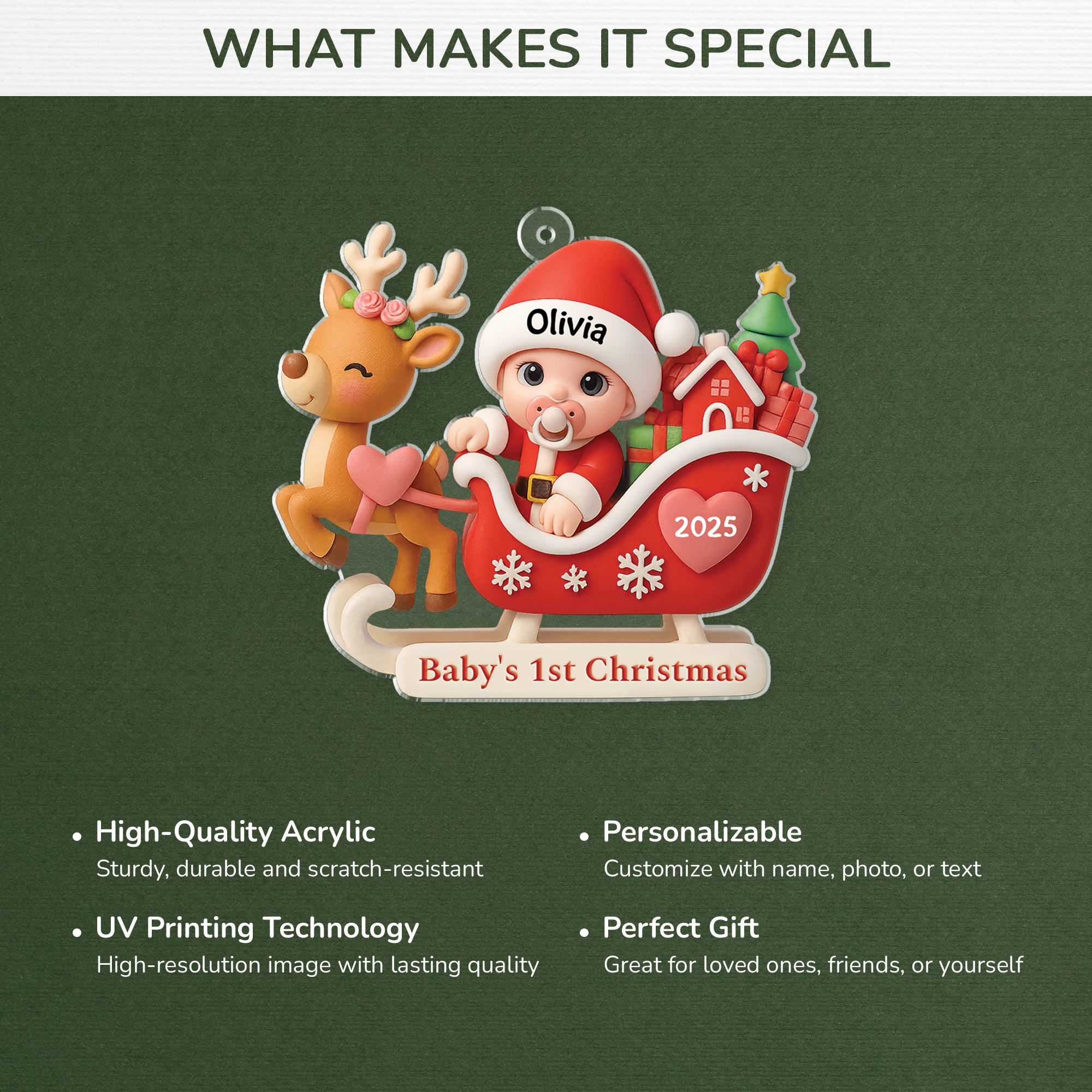 5989OUS4 3d printing effect personalized acrylic babys 1st christmas ornaments for newborns 5989O8VNK