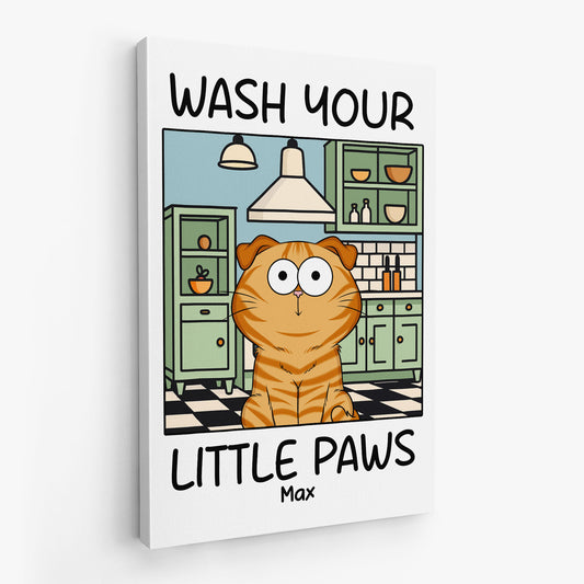 5990CUS1 personalized cat canvas wall art wash your little paws 5990C2