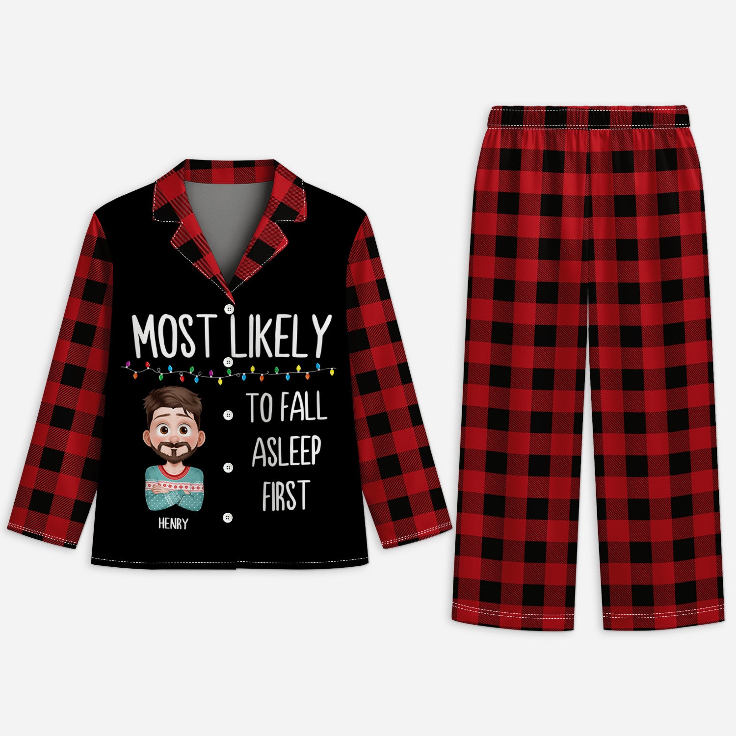 5993VUS1 custom pajamas for men women most likely to fall asleep first 5993V6TCB
