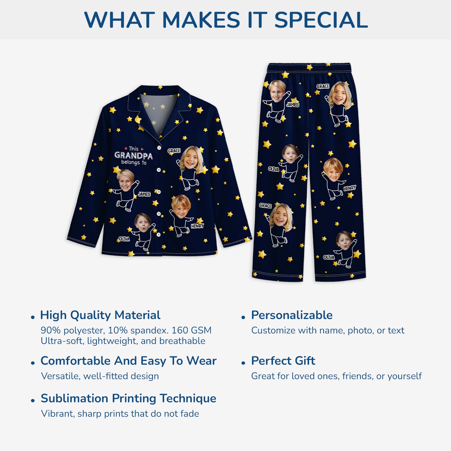 5996VUS5 pajamas with grandkids faces personalized gifts for grandparents 5996V6YNA