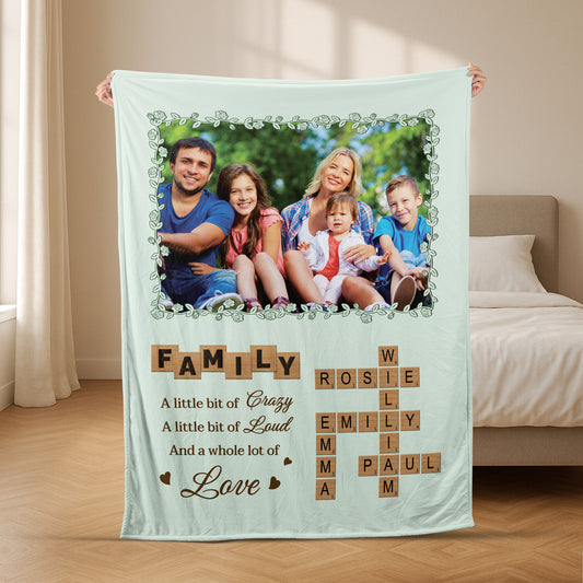 6003BUS2 family photo blanket personalized crossword gifts for family 6003B3VZI
