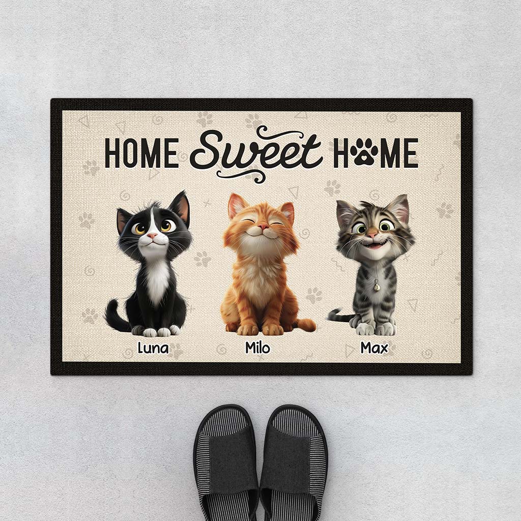 6005DUS1 personalized gifts for cat lovers home sweet home doormat 6005D3VTD