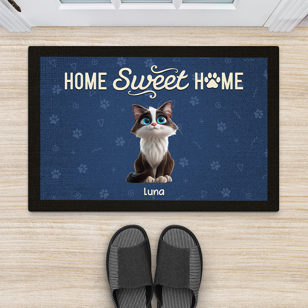 6005DUS2 personalized gifts for cat lovers home sweet home doormat 6005D3VTD