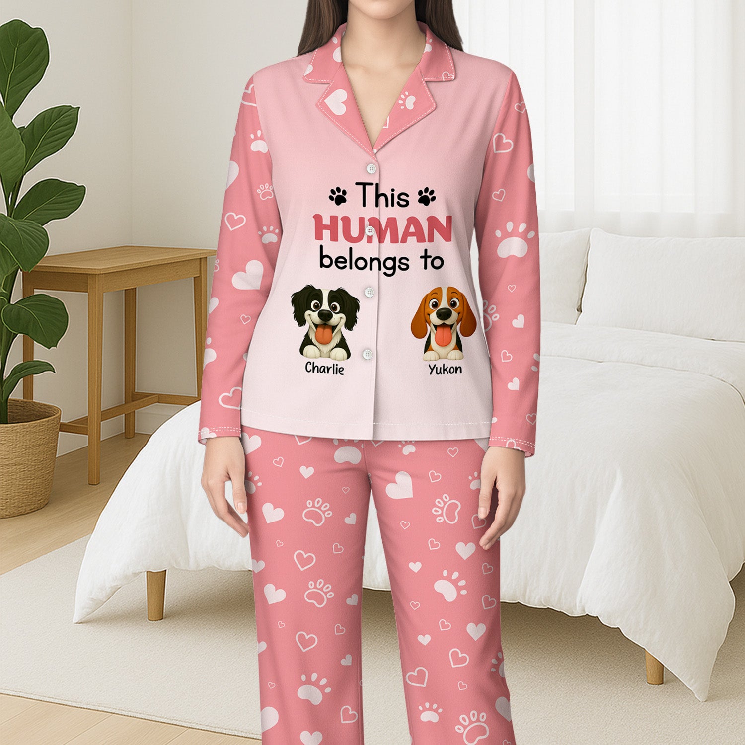 6015VUS3 this human belongs to pajamas customized gifts for dog lovers 6015V3XCC