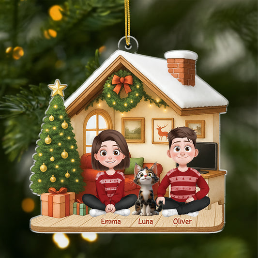 6032OUS1 couple with cat ornament personalized acrylic xmas ornaments 6032OTZZD