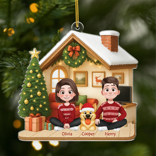 6032OUS1 couple with dog ornament custom acrylic christmas ornaments 6032OTZZC