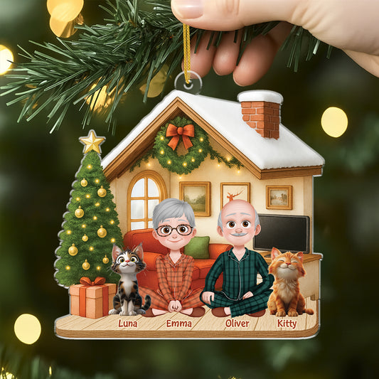 6032OUS2 couple with cat ornament personalized acrylic xmas ornaments 6032OTZZD