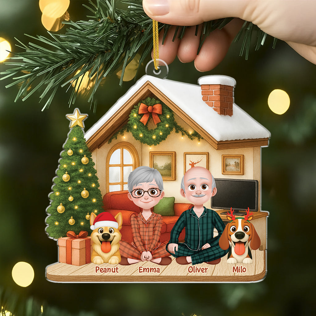 6032OUS2 couple with dog ornament custom acrylic christmas ornaments 6032OTZZC