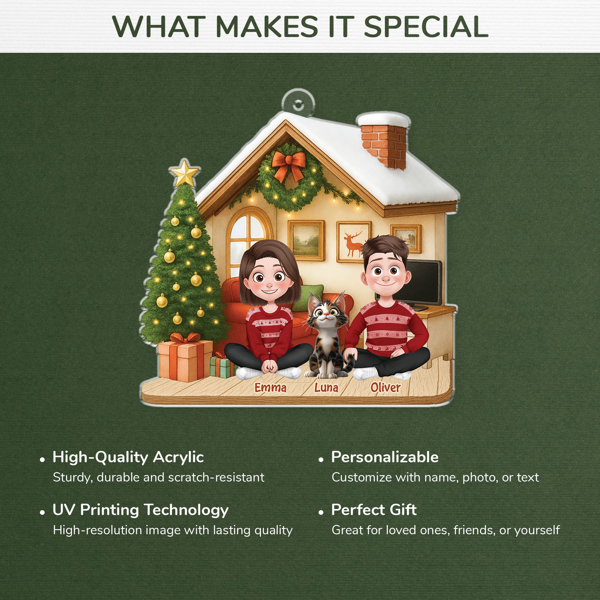 6032OUS4 couple with cat ornament personalized acrylic xmas ornaments 6032OTZZD