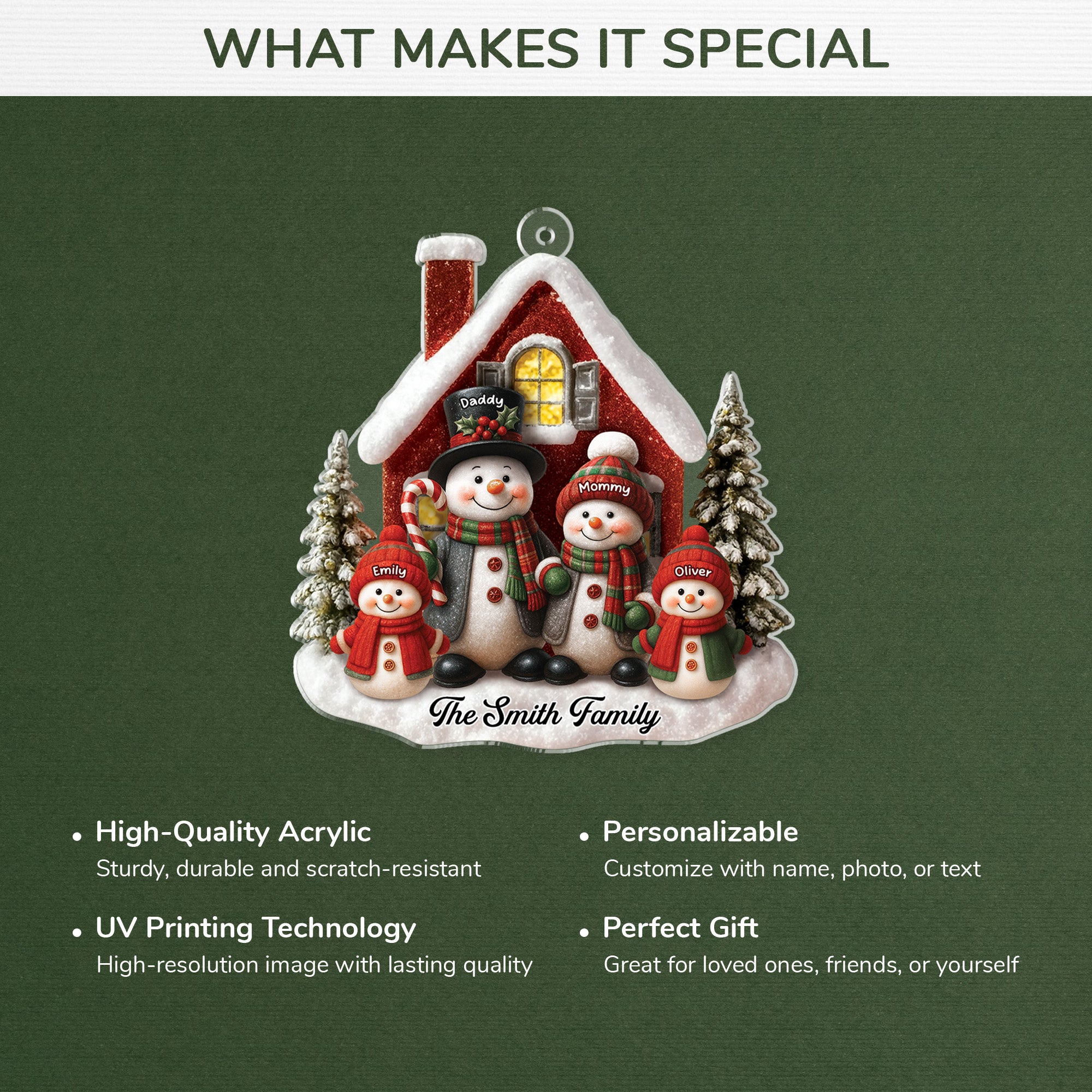 6036OUS4 snowman christmas ornaments acrylic personalized gifts for family  6036O