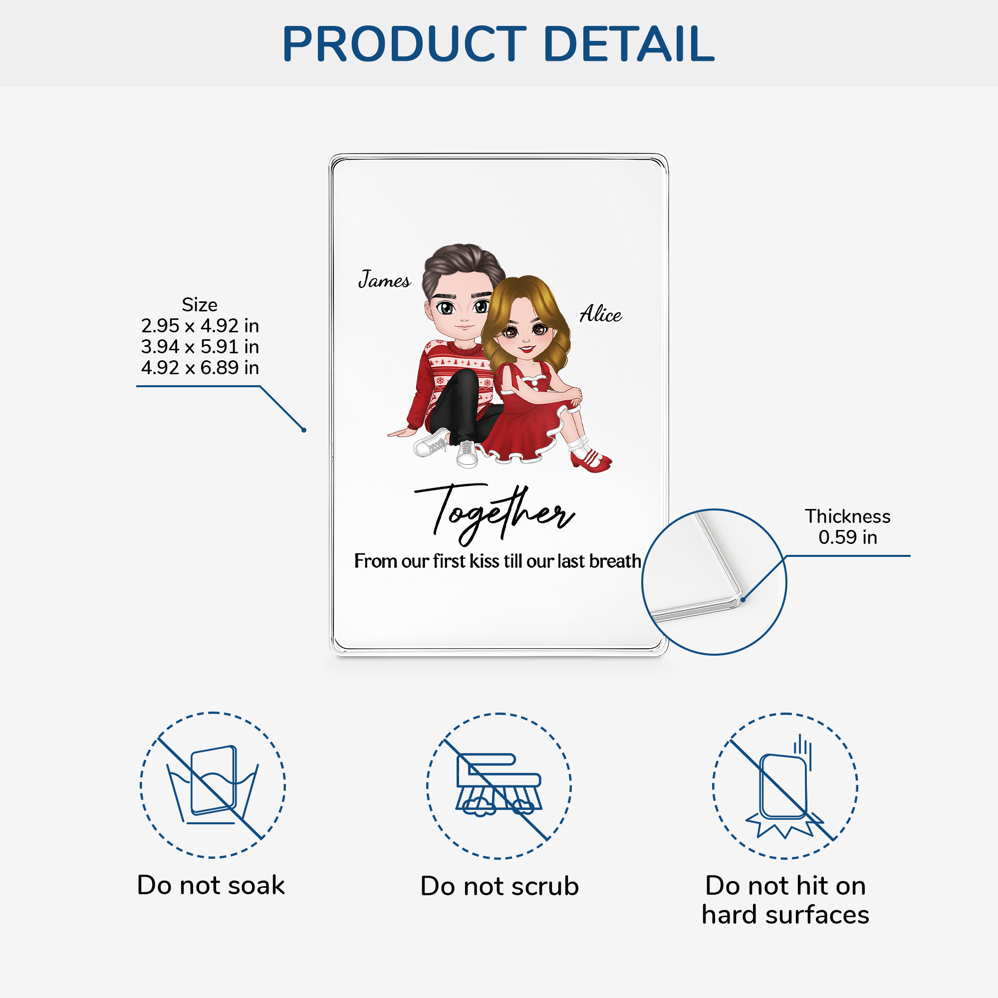 6038RUS3 together rectangle acrylic plaque personalized gifts for couples 6038RTZ5G