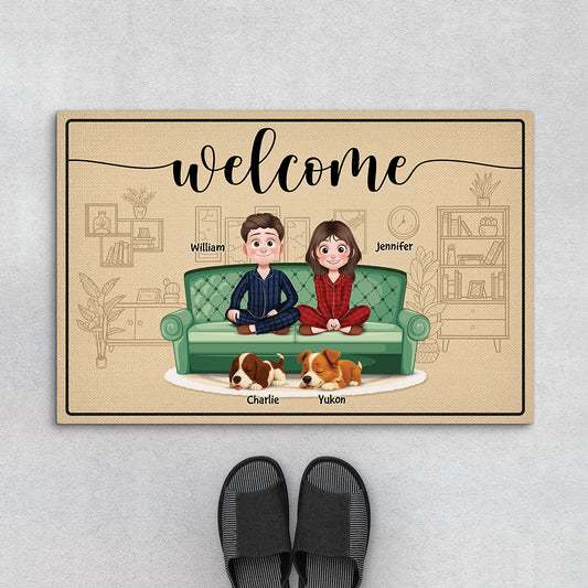 6039DUS1 dogs welcome doormats personalized gifts for couples with dogs 6039D6HNC