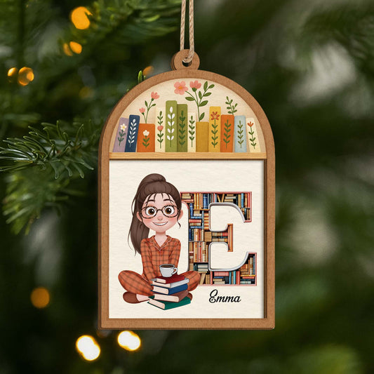 6042OUS1 custom 2 layered wooden ornaments book lover gifts for her him 6042O6Q5A