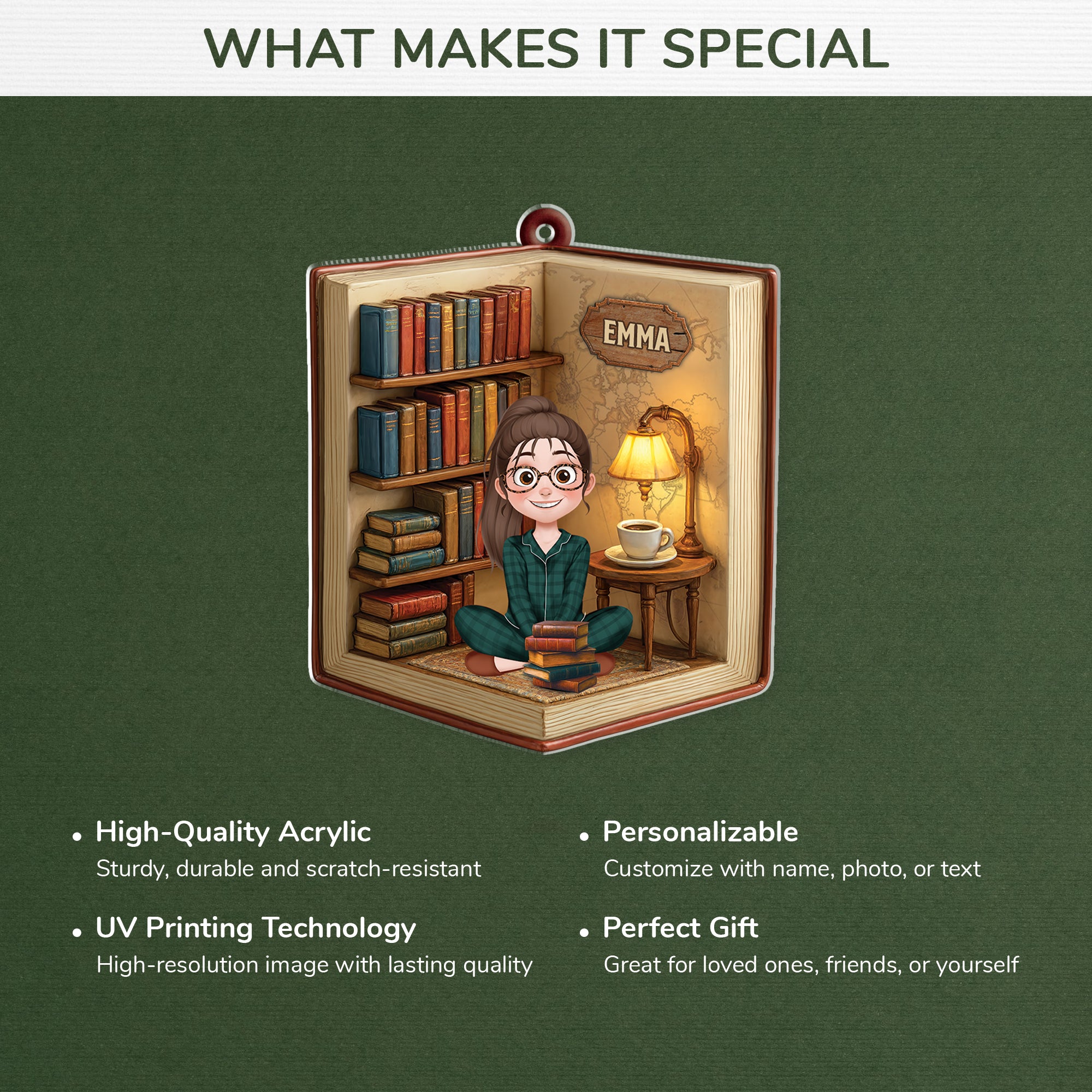 6043OUS4 custom acrylic book lover ornament book reader gifts for her him 6043O6LAA_930fc344 1c25 4ff8 bd92 5fec8bc03769