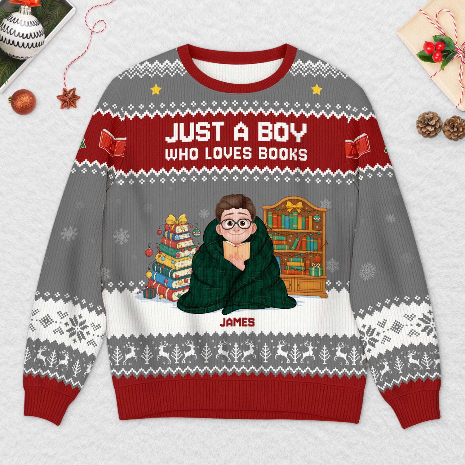 6044WUS2 personalized ugly christmas sweater book lover gifts for her him 6044W6QNA