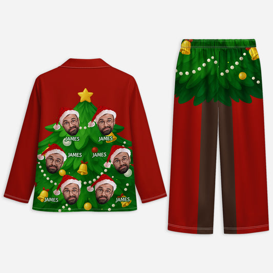 6054VUS2 christmas tree pajamas with faces custom christmas for him her 6054VKHNB