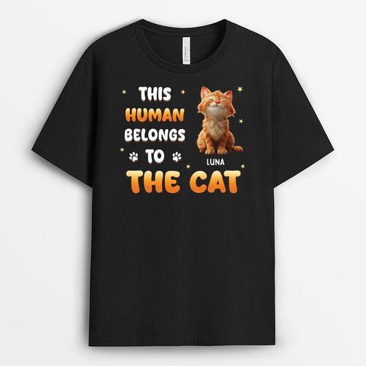 6055AUS1 this human belongs to shirt custom cat gifts for humans 6055A8FTC