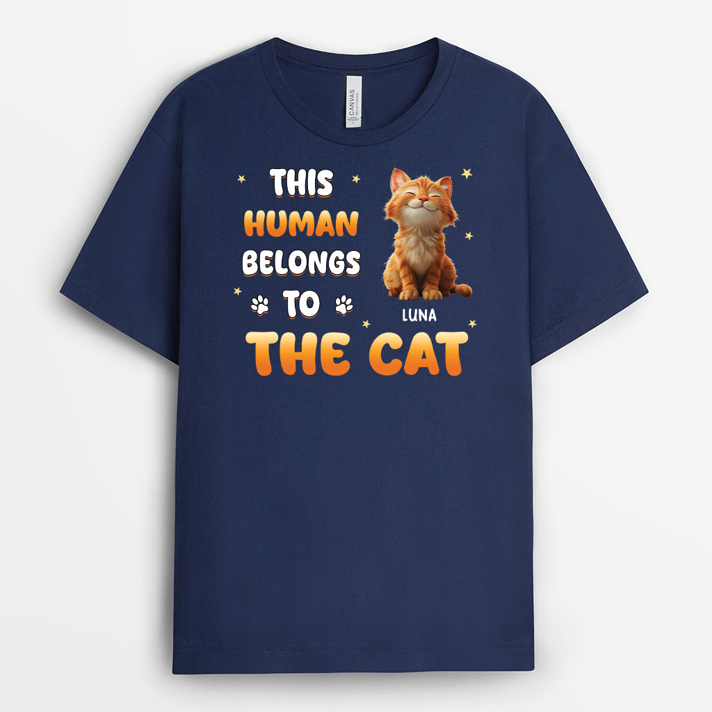 6055AUS2 this human belongs to shirt custom cat gifts for humans 6055A8FTC