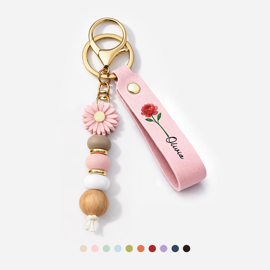 6082MUS1 daisy beaded keychain with crystal flower custom gifts for her 6082mj6h5a