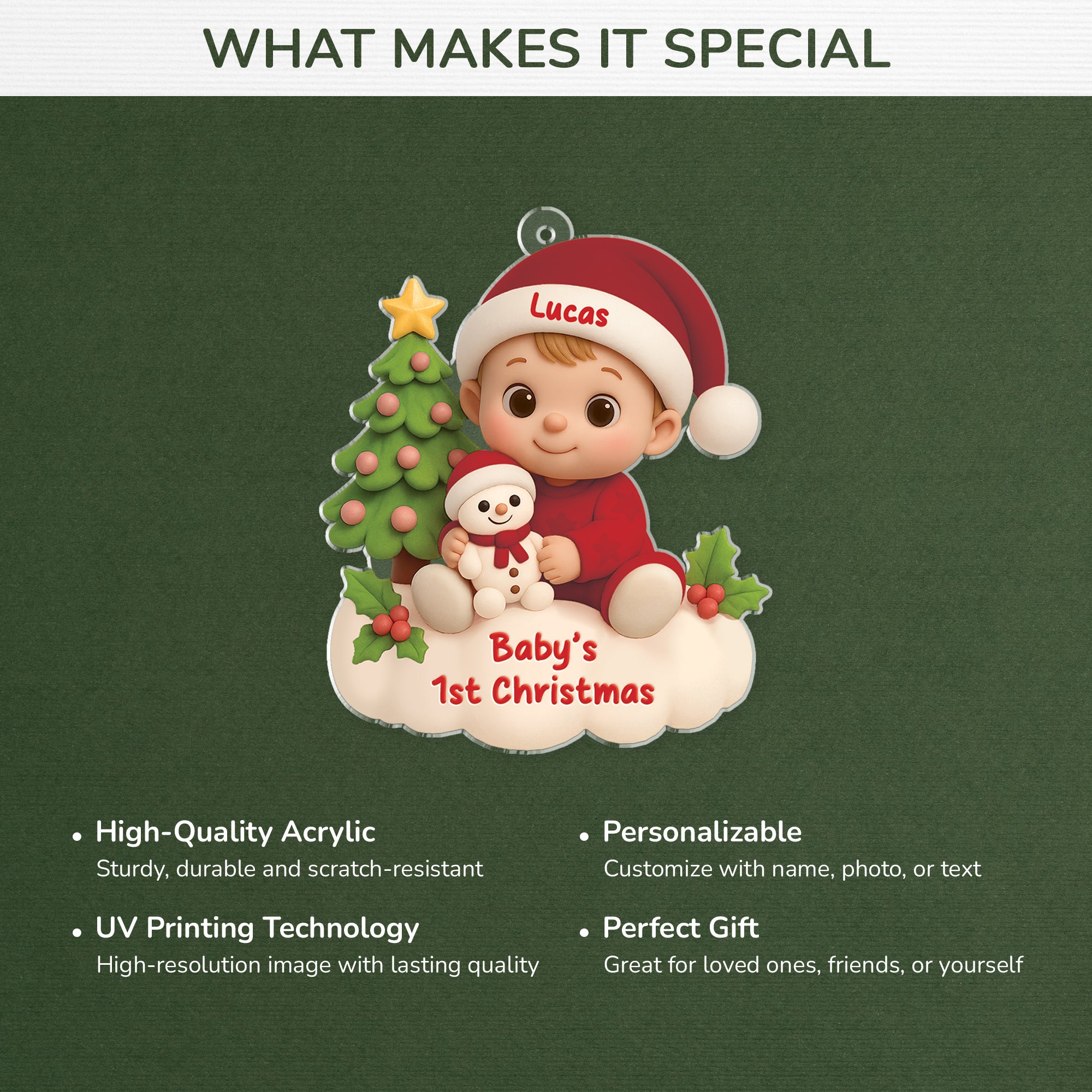 6096OUS4 3d printing effect custom acrylic ornaments babys 1st christmas presents 6096OKQNK