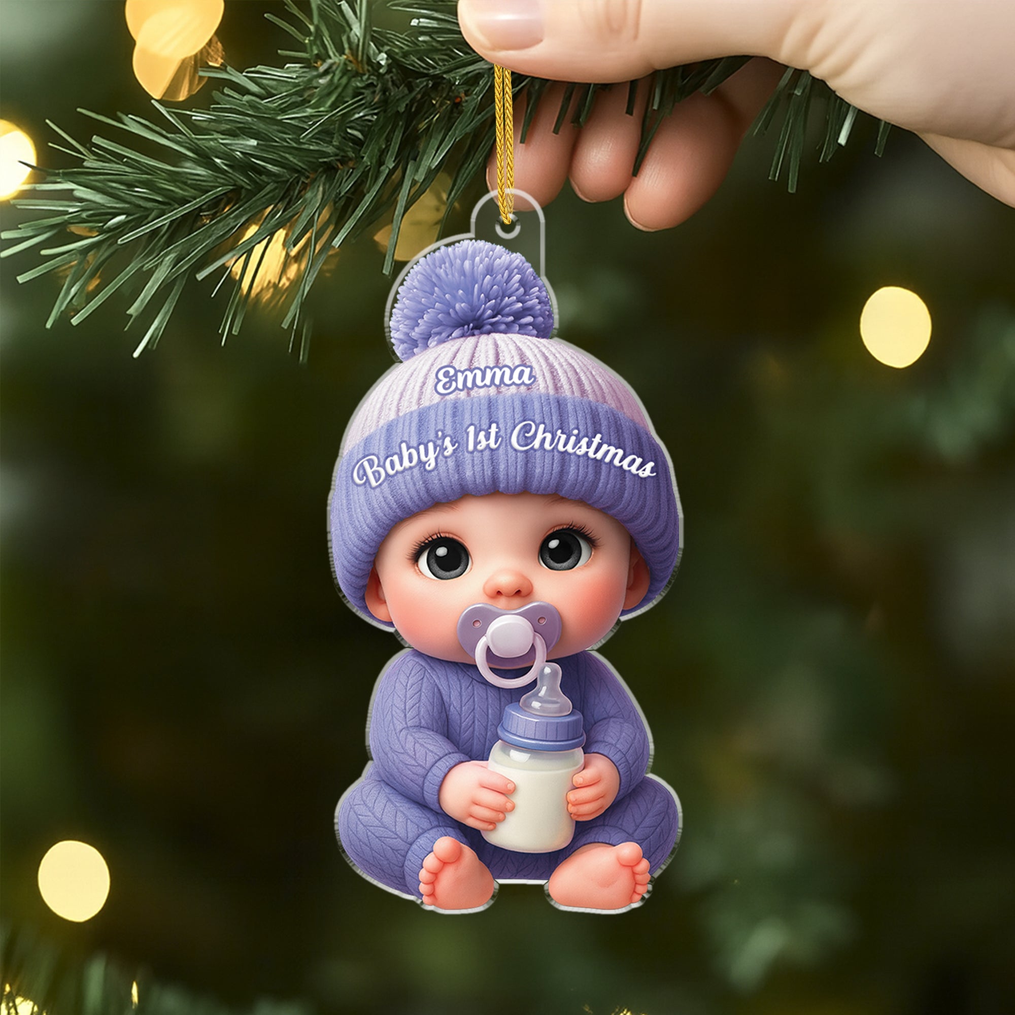 6097OUS2 3d printing effect personalized acrylic babys 1st christmas ornament for newborns 6097O8QZK