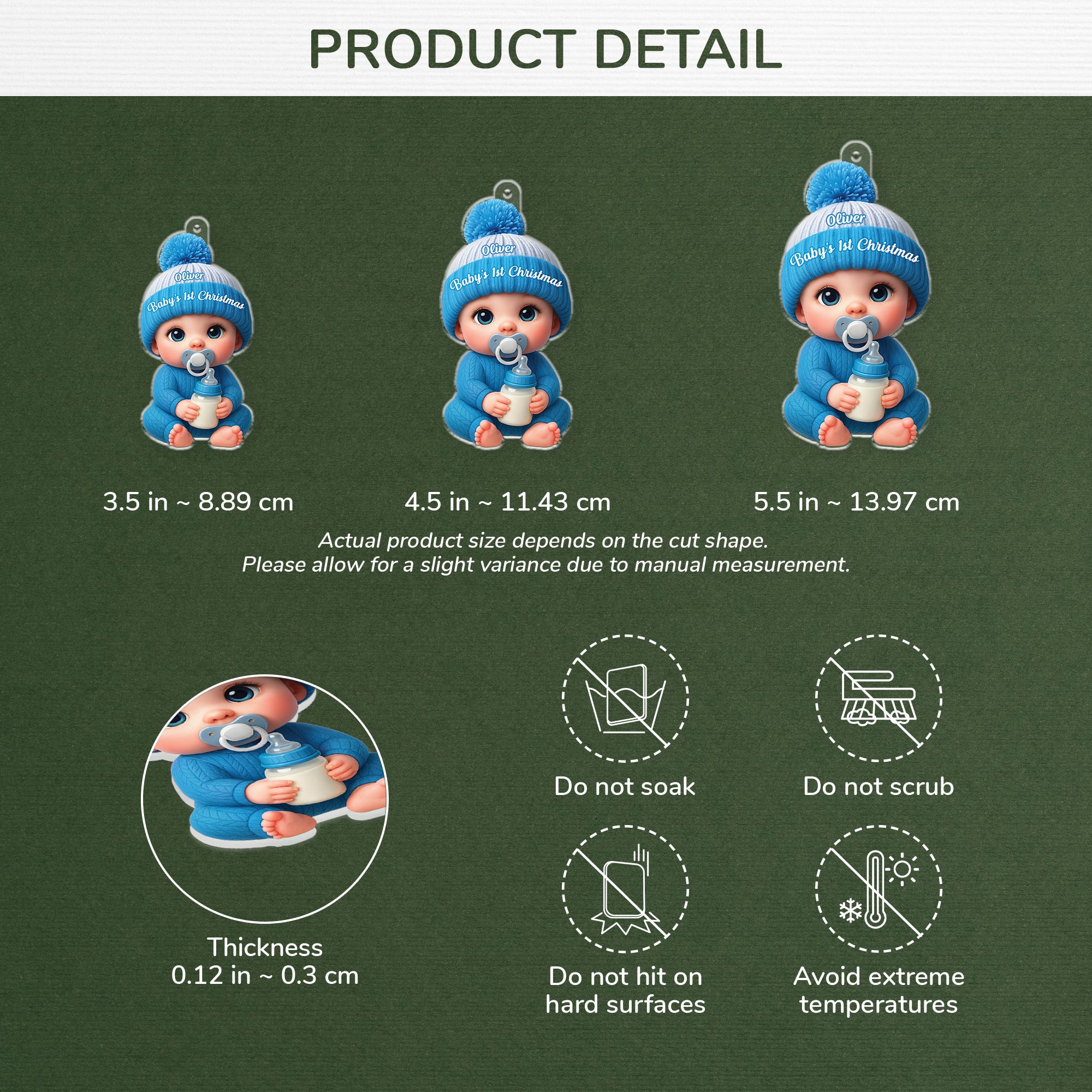 6097OUS3 3d printing effect personalized acrylic babys 1st christmas ornament for newborns 6097O8QZK