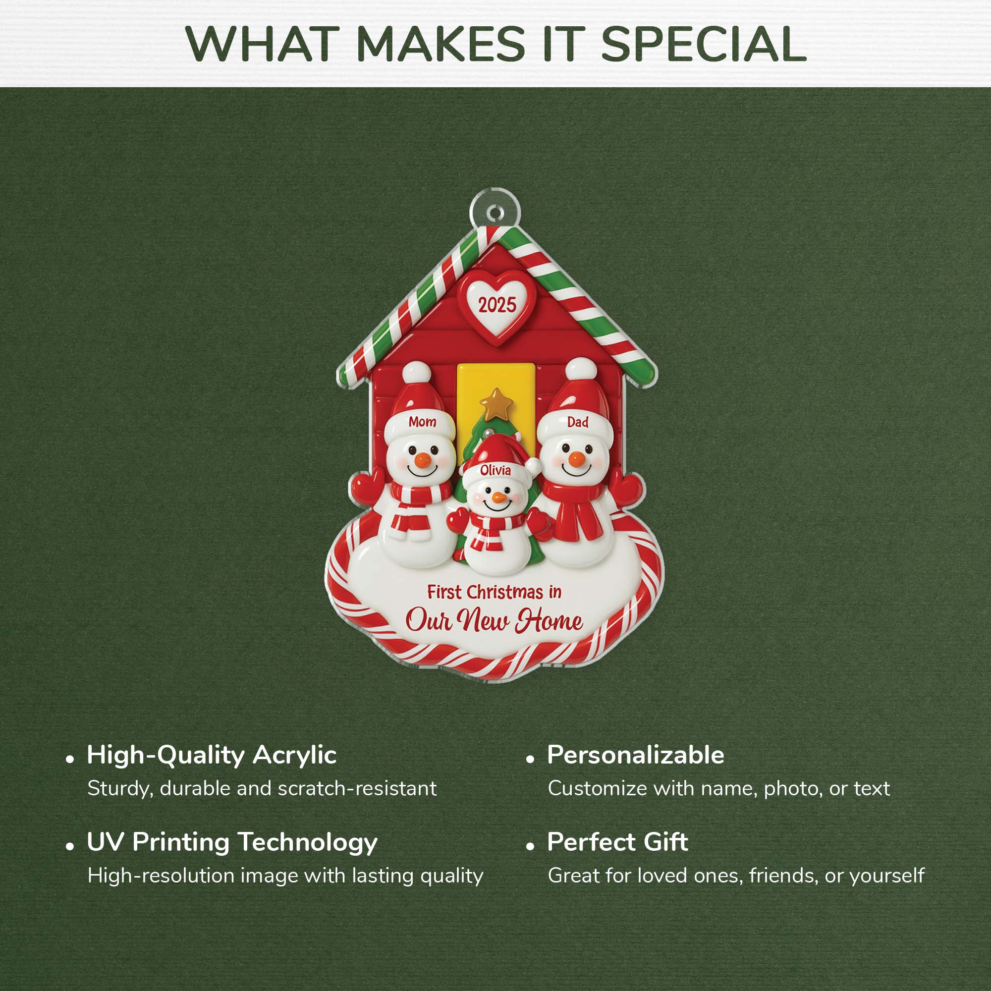 6099OUS4 3d printing effect acrylic first christmas ornament custom family gifts 6099OKVNI