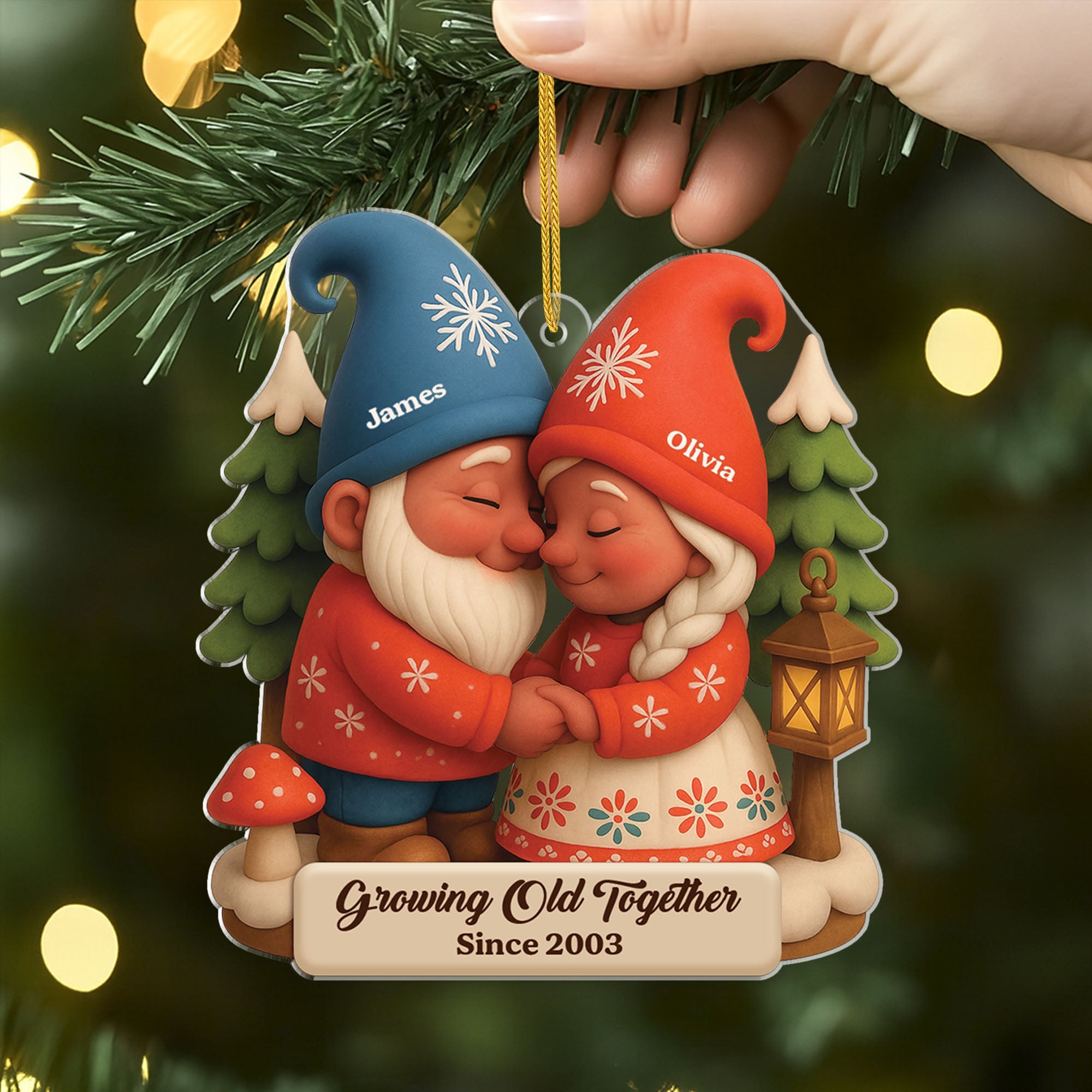 6102OUS2 3d printing effect acrylic christmas gnome ornament custom couple gifts 6102o8v5g