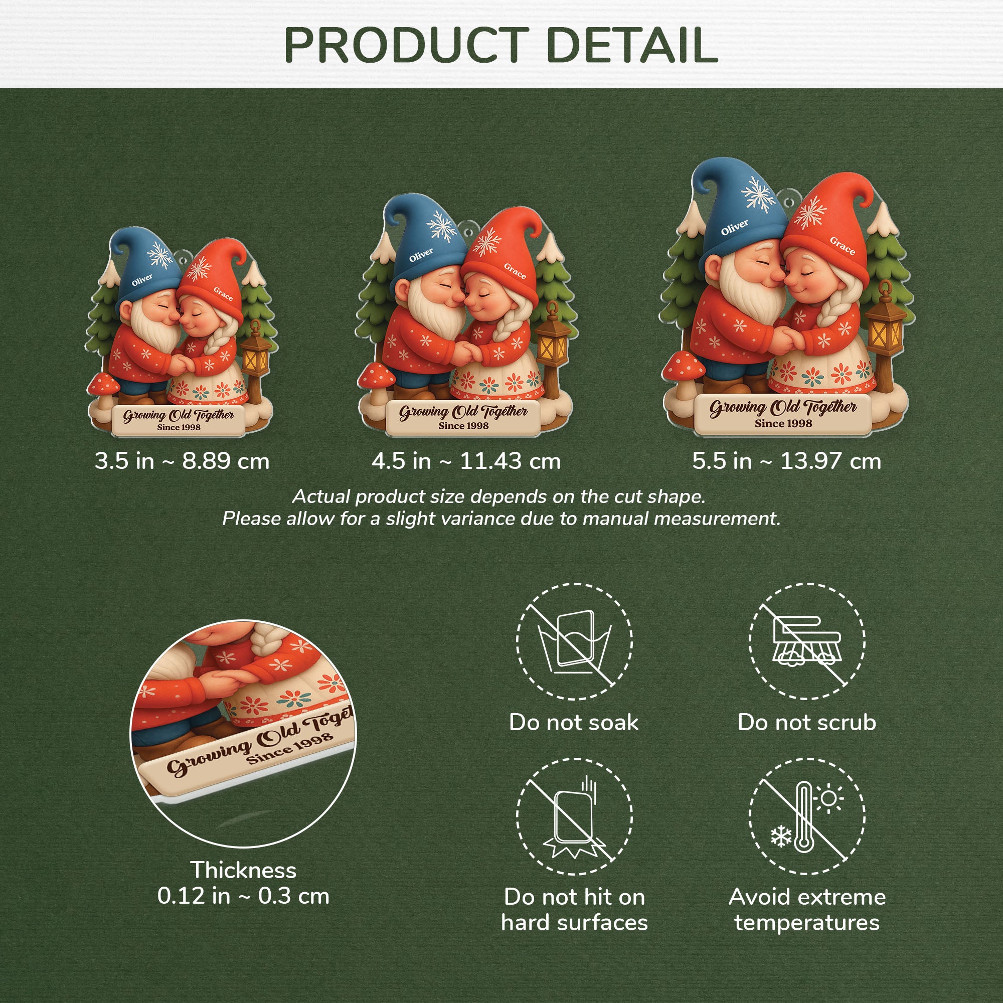 6102OUS3 3d printing effect acrylic christmas gnome ornament custom couple gifts 6102o8v5g
