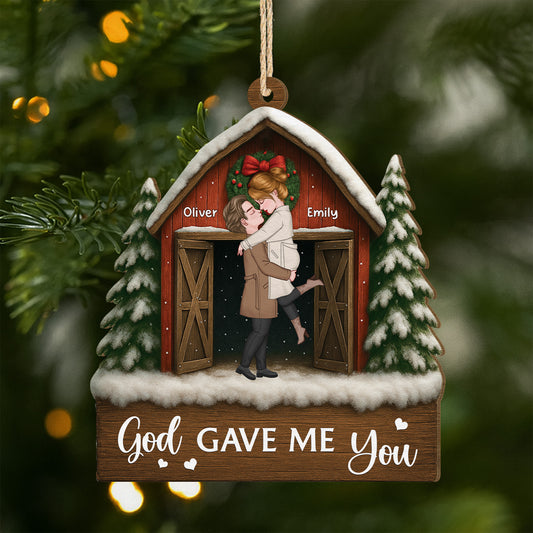 6105OUS1 3d printing effect 1 layered wooden xmas ornaments custom gifts for couples 6105OKQMG