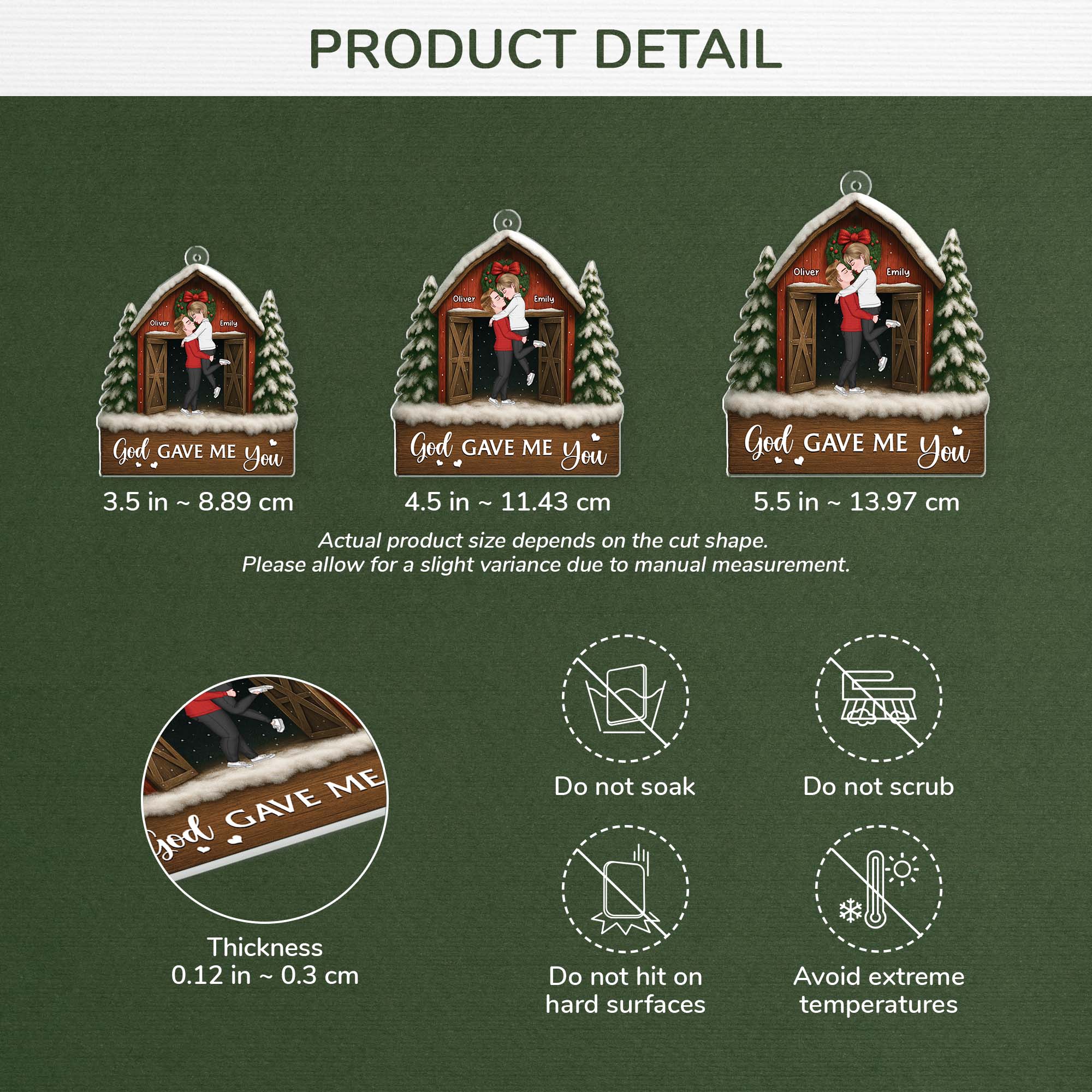 6105OUS3 3d printing effect custom acrylic christmas ornaments gifts for couples 6105OKQMG