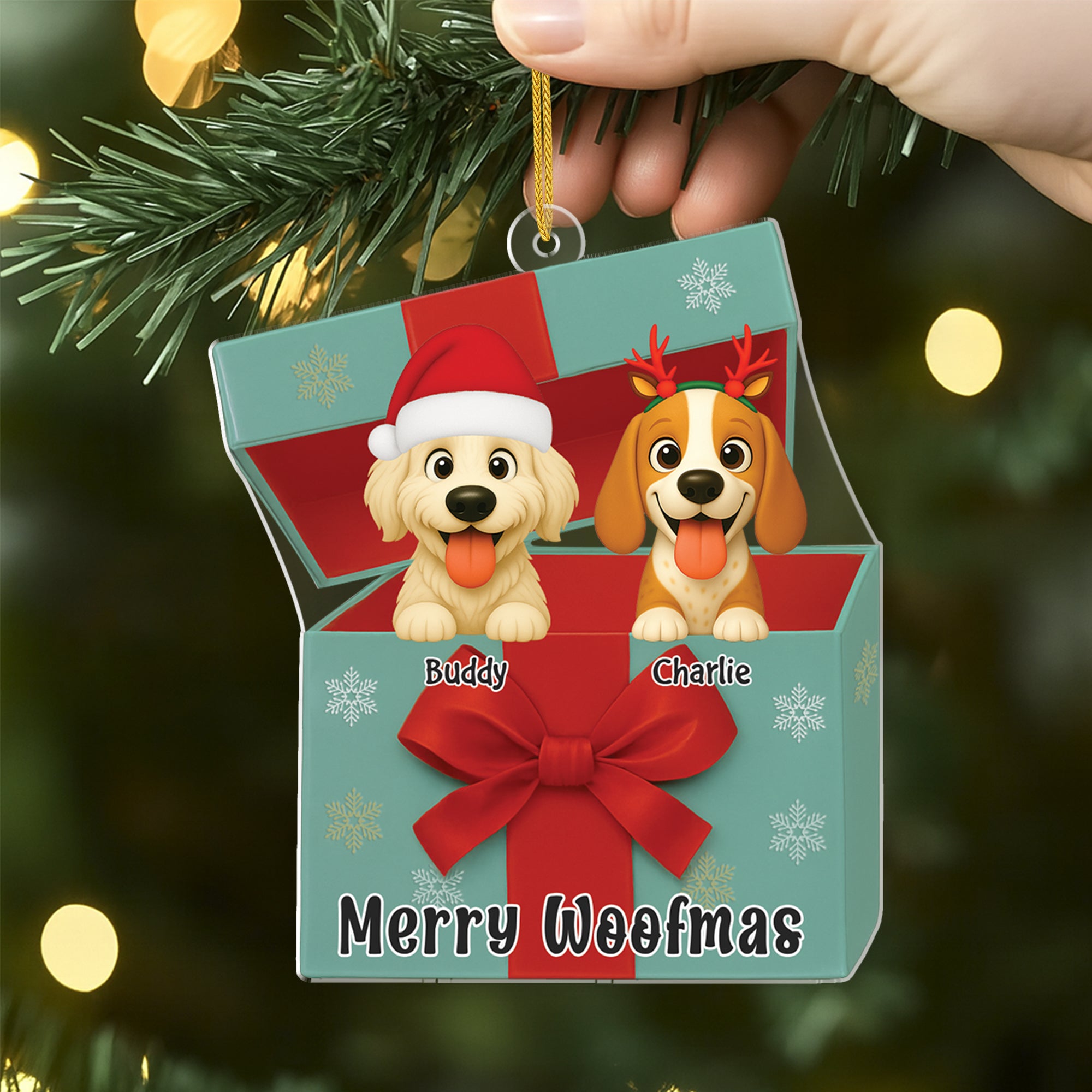 6106OUS2 3d printing effect dog christmas ornaments acrylic custom dog gifts 6106OKTNC