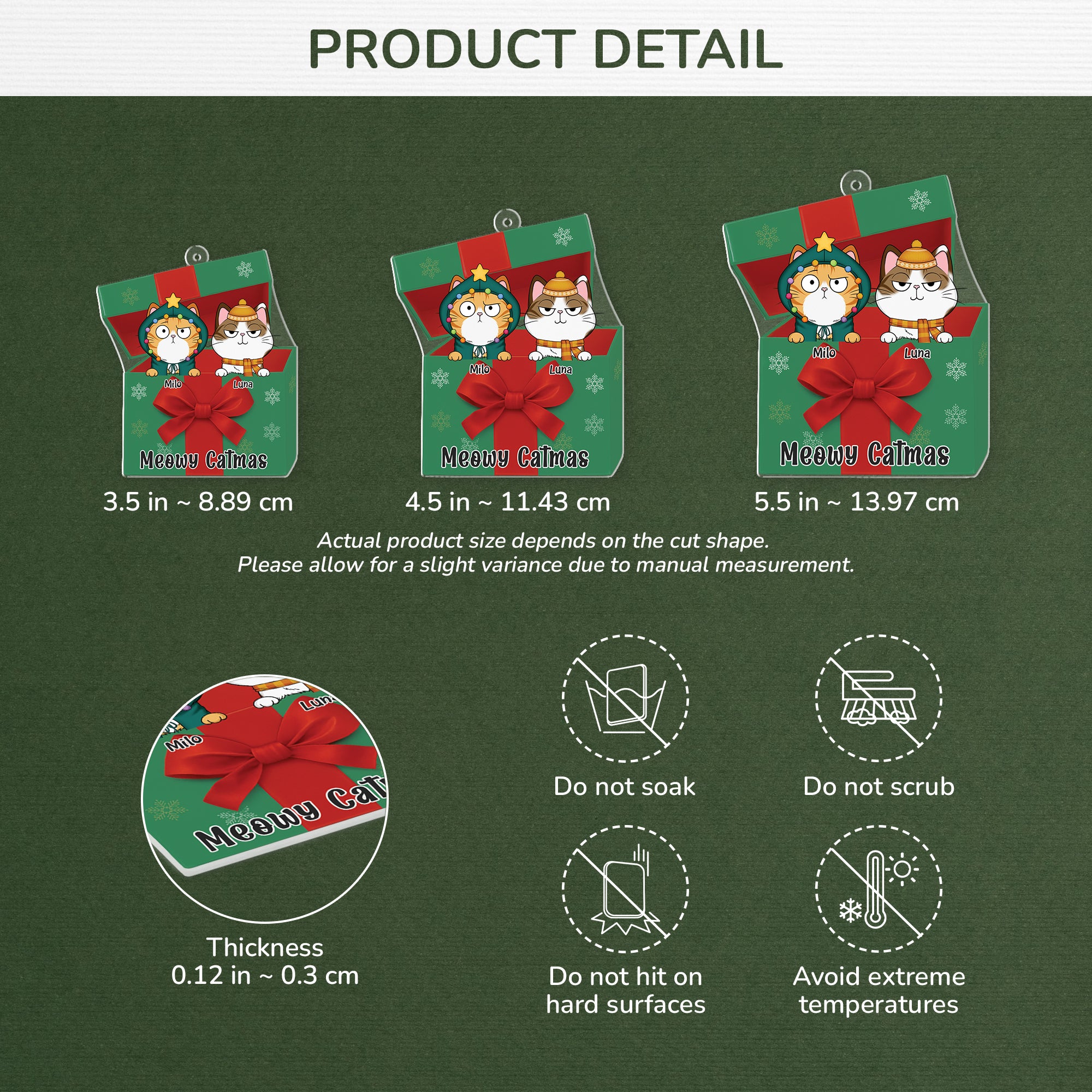 6106OUS3 3d printing effect cat christmas ornaments acrylic custom cat gifts 6106OKTND