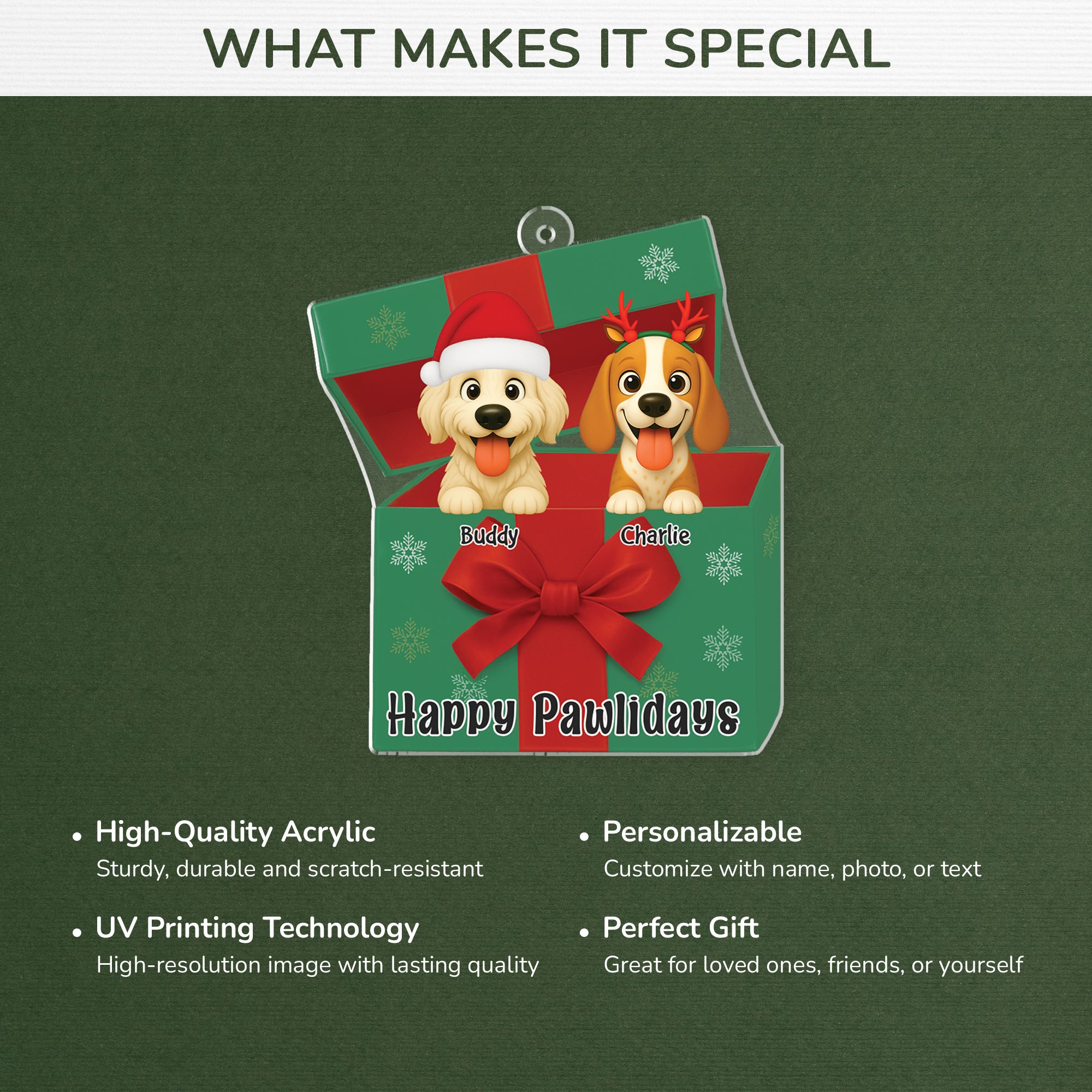 6106OUS4 3d printing effect dog christmas ornaments acrylic custom dog gifts 6106OKTNC