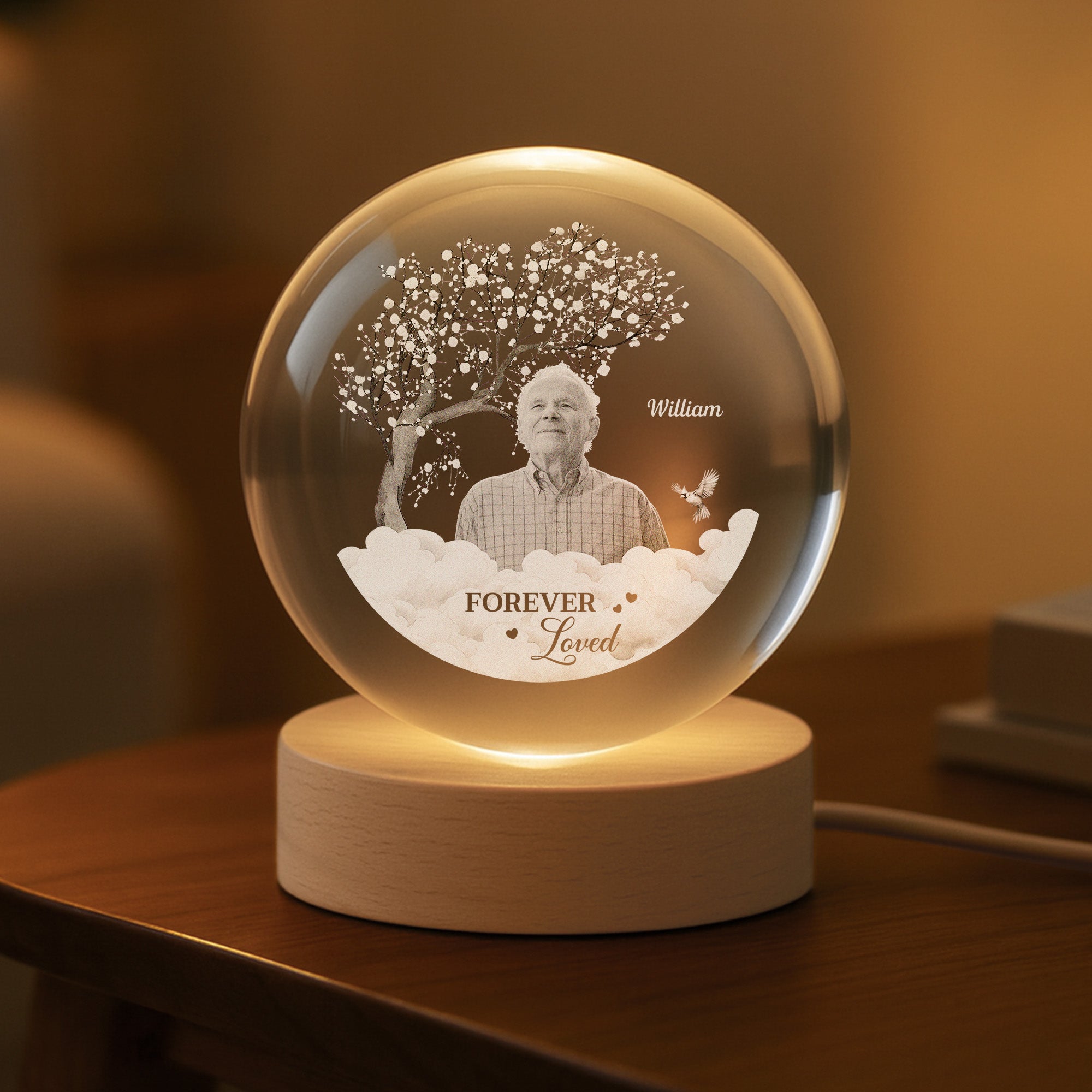 6116LUS2 photo crystal ball lamp personalized memorial gifts for loss of dad 6116L8LAB