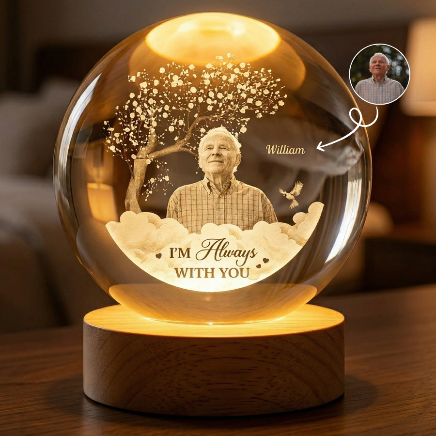6116LUS3 photo crystal ball lamp personalized memorial gifts for loss of dad 6116L8LAB