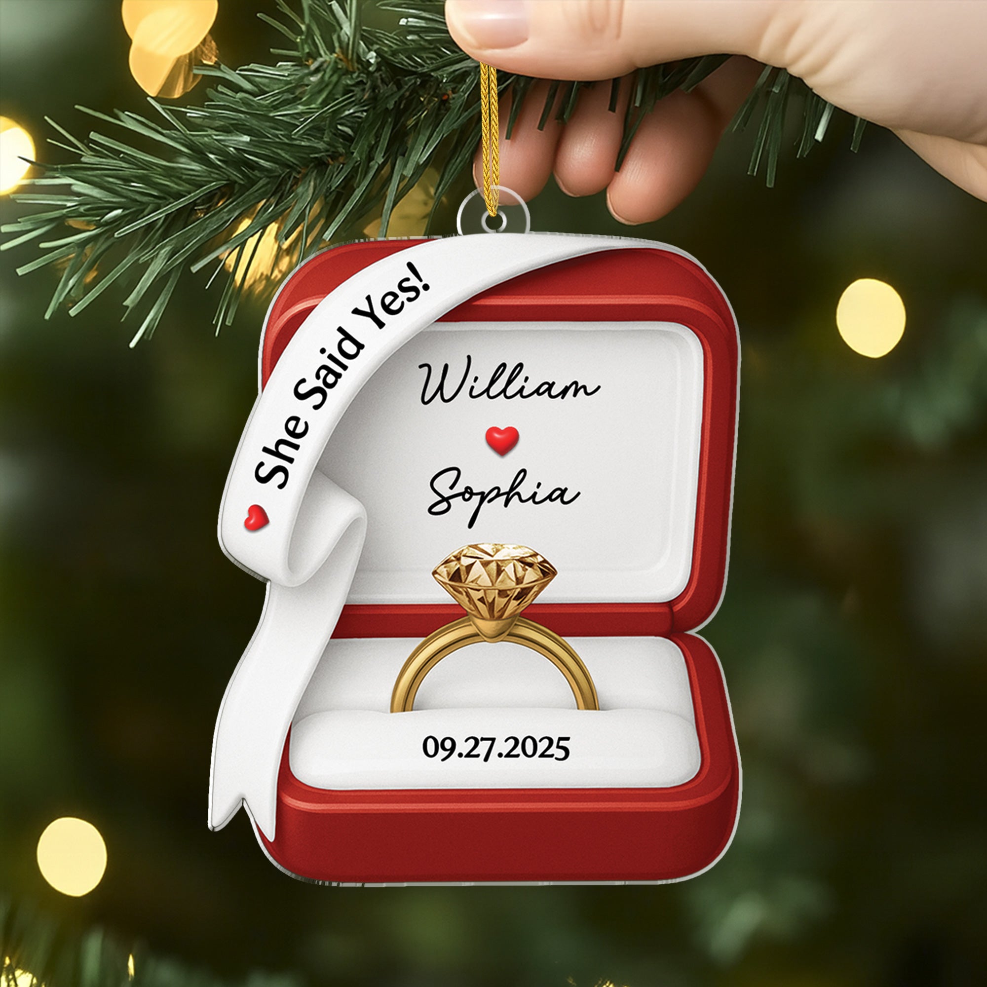 6123OUS2 acrylic engagement christmas ornament_ custom wedding gifts for couple 6123O8TAG