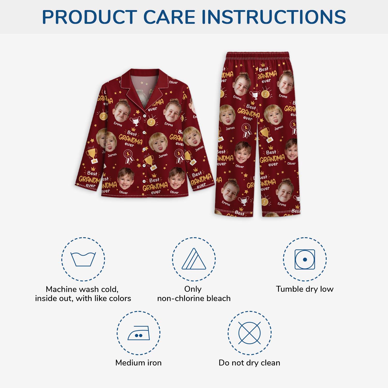6127VUS4 personalized pajamas with grandkids faces gifts for grandparents 6127VTKZA