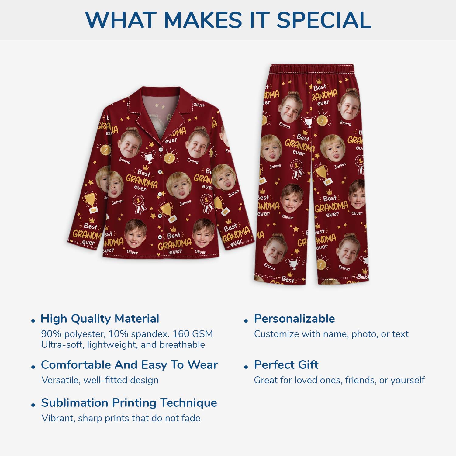 6127VUS5 personalized pajamas with grandkids faces gifts for grandparents 6127VTKZA