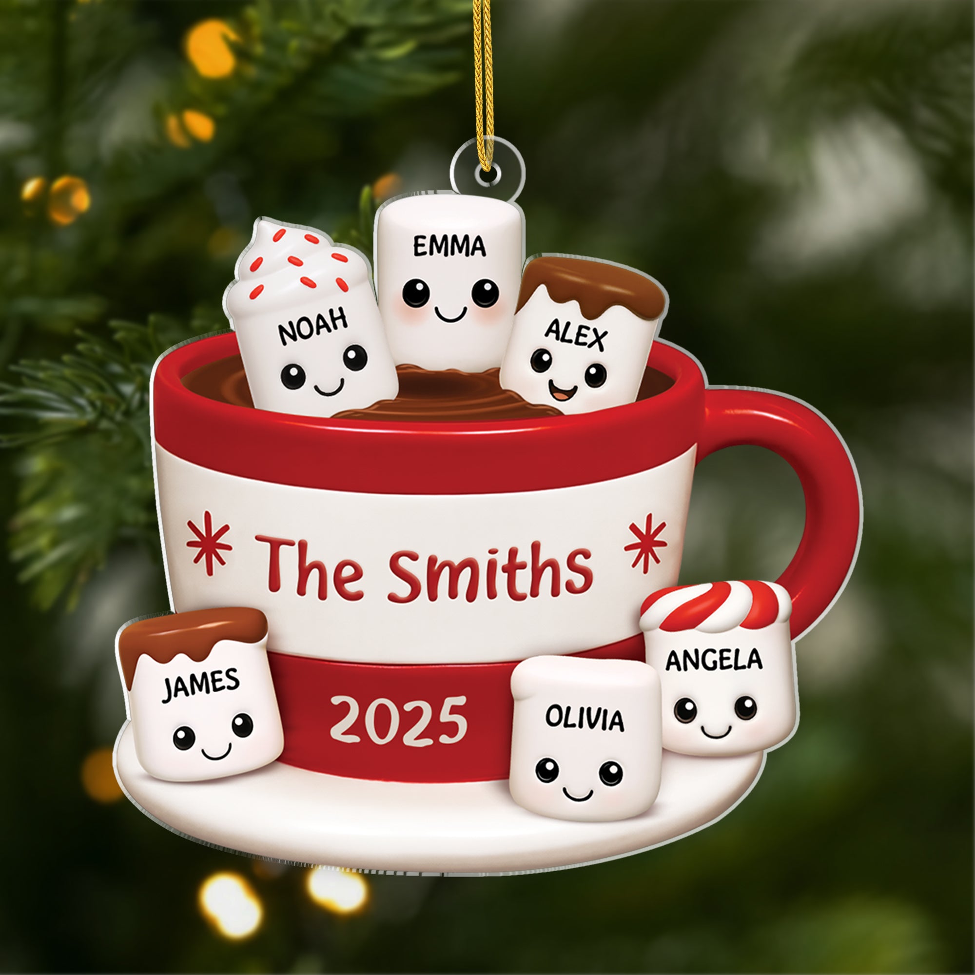 6134OUS1 mashmallow family acrylic ornament personalized christmas gift 6134OTTNI