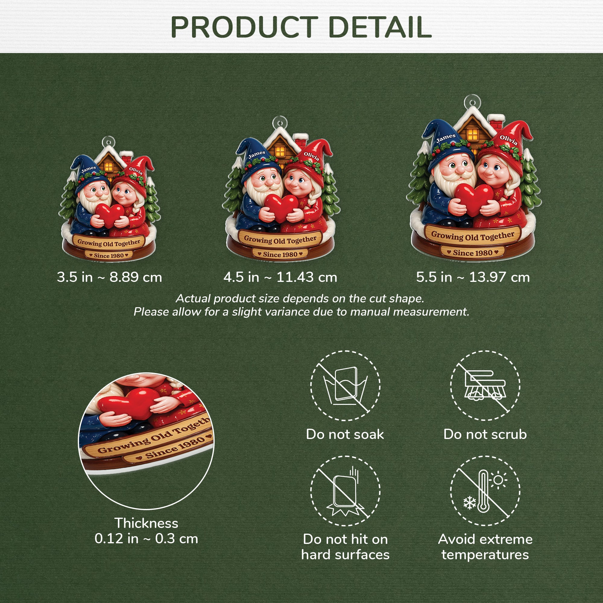 6139OUS3 acrylic growing old together since ornament custom couple xmas gifts 6139O3VMG