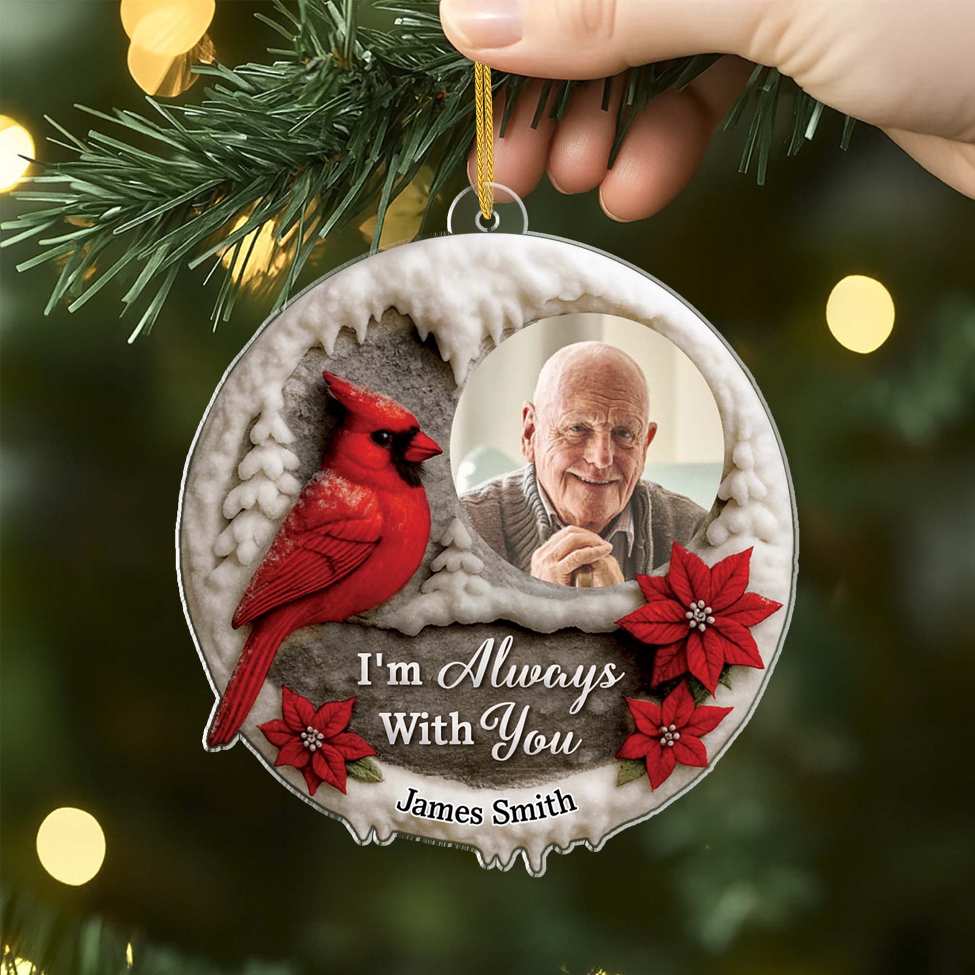 6146OUS2 3d printing effect acrylic photo xmas ornaments custom pet memorial gifts 6146O6VAC
