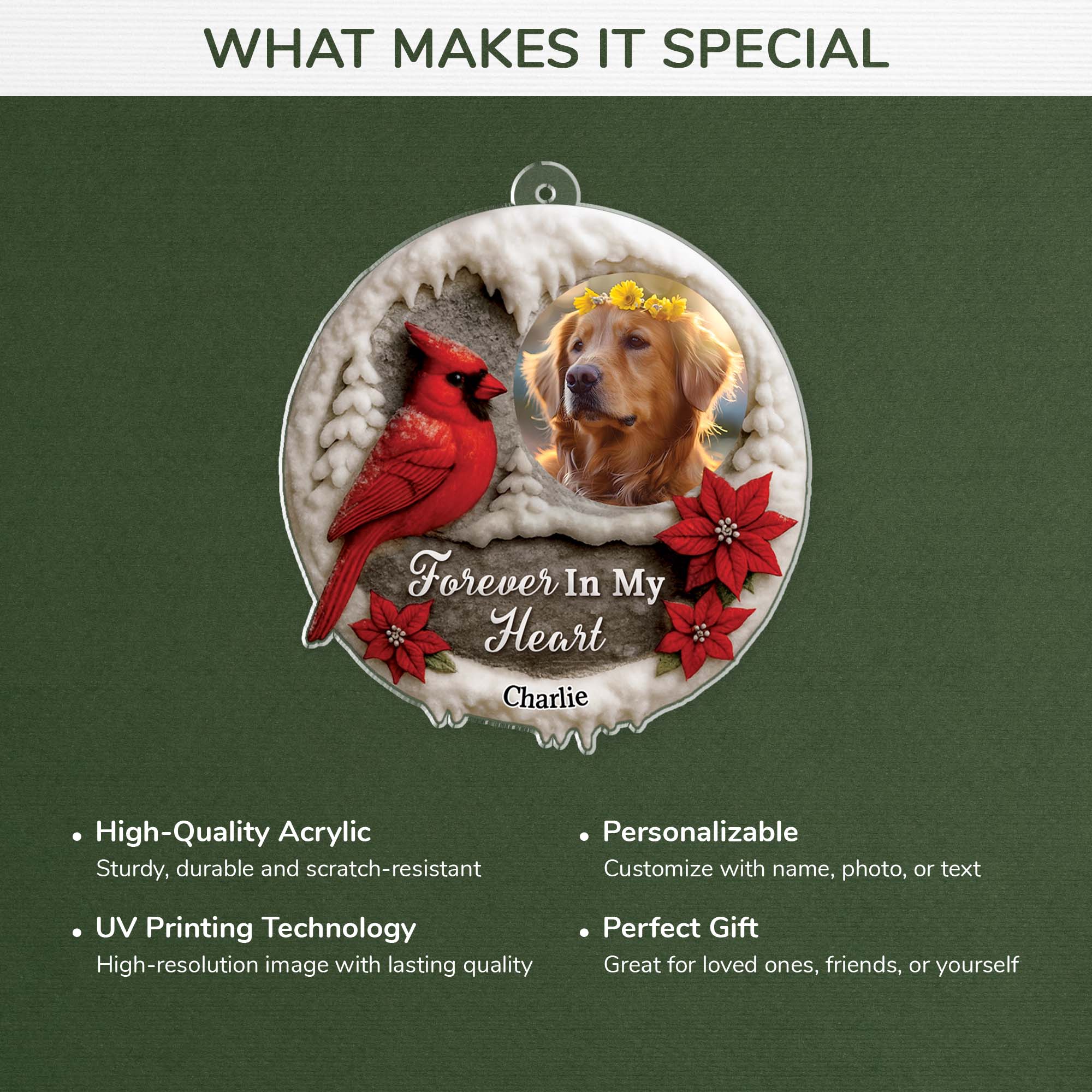 6146OUS4 3d printing effect acrylic photo xmas ornaments custom pet memorial gifts 6146O6VAC