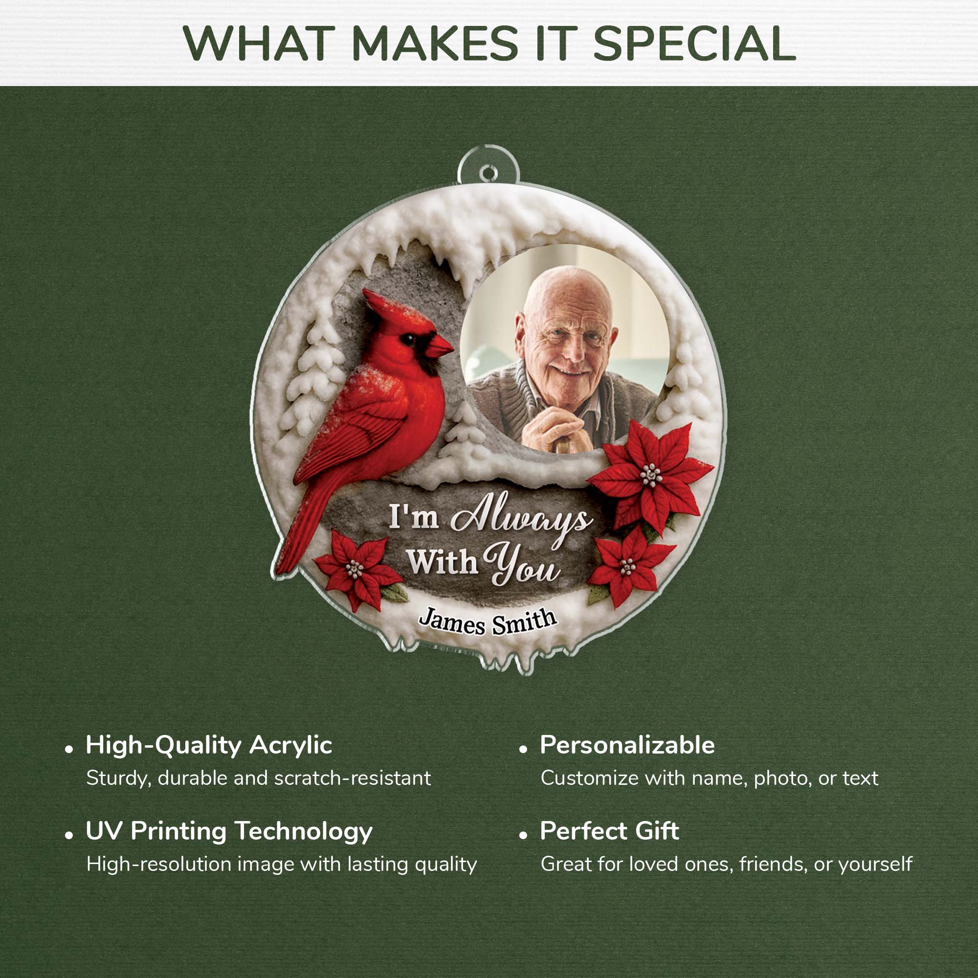 6146OUS4 3d printing effect acrylic xmas ornaments custom memorial photo gifts 6146O6VAA