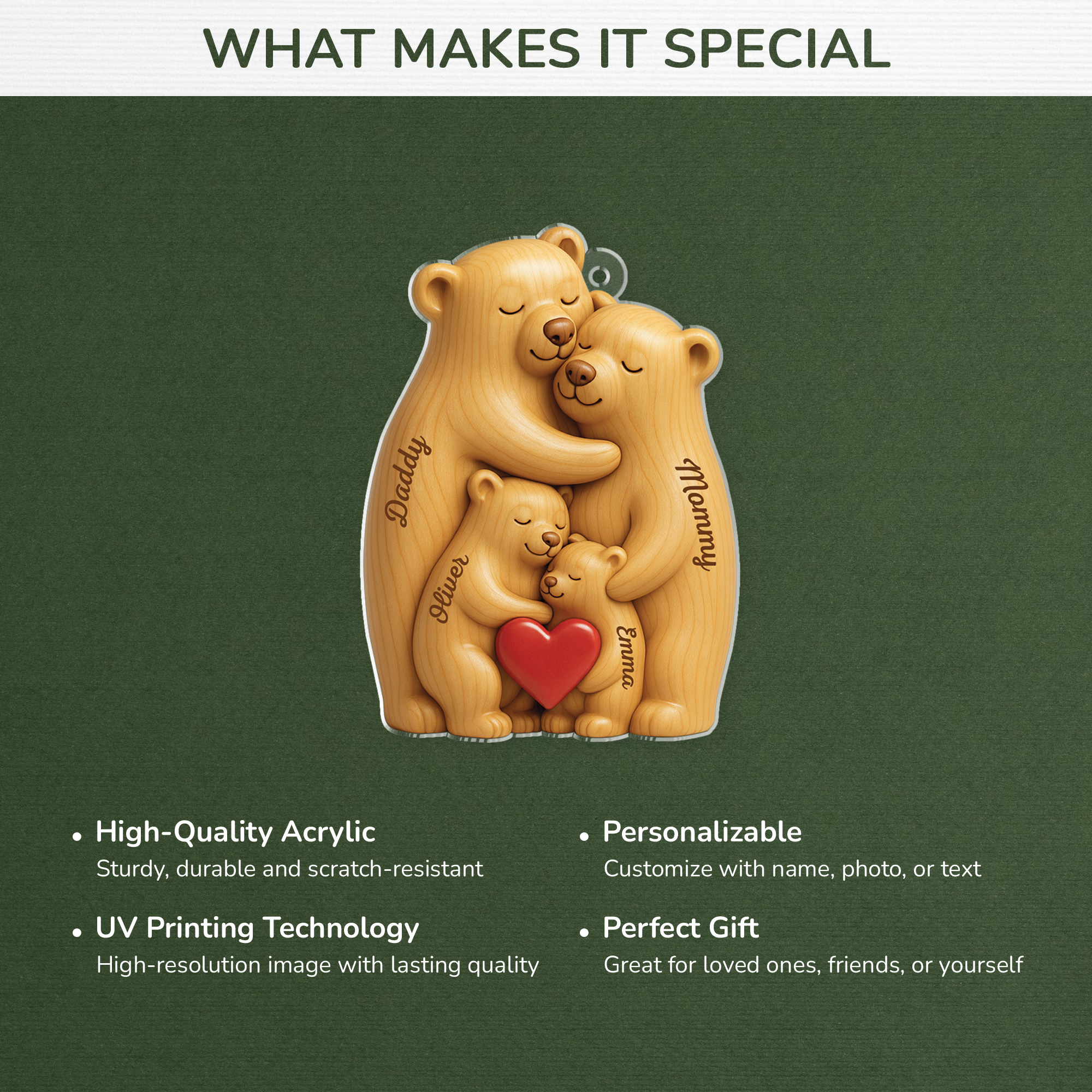 6147OUS4 3d printing effect acrylic bear christmas ornaments personalized gifts for family 6147O65TI