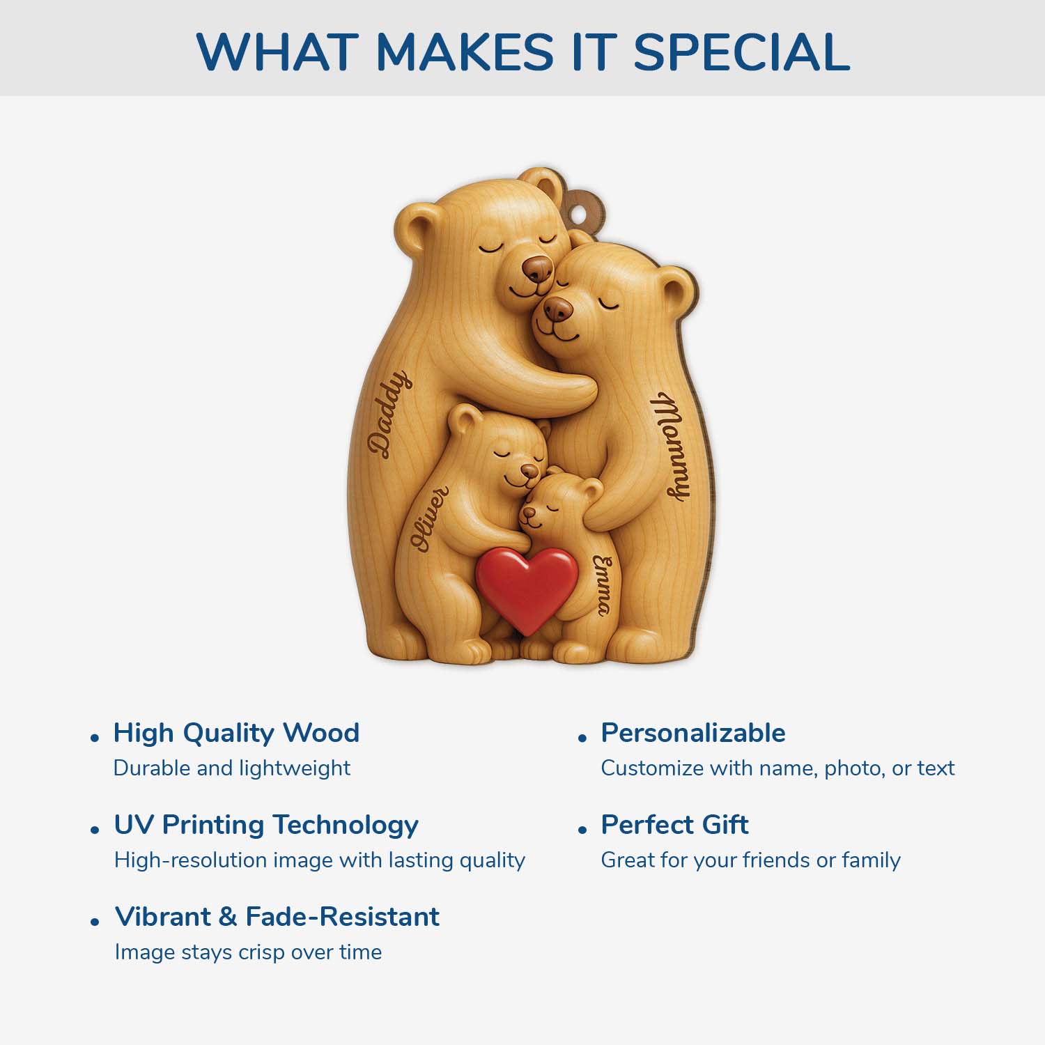 6147OUS4 3d printing effect custom bear family ornament 1 layered wooden xmas ornament 6147O65TI