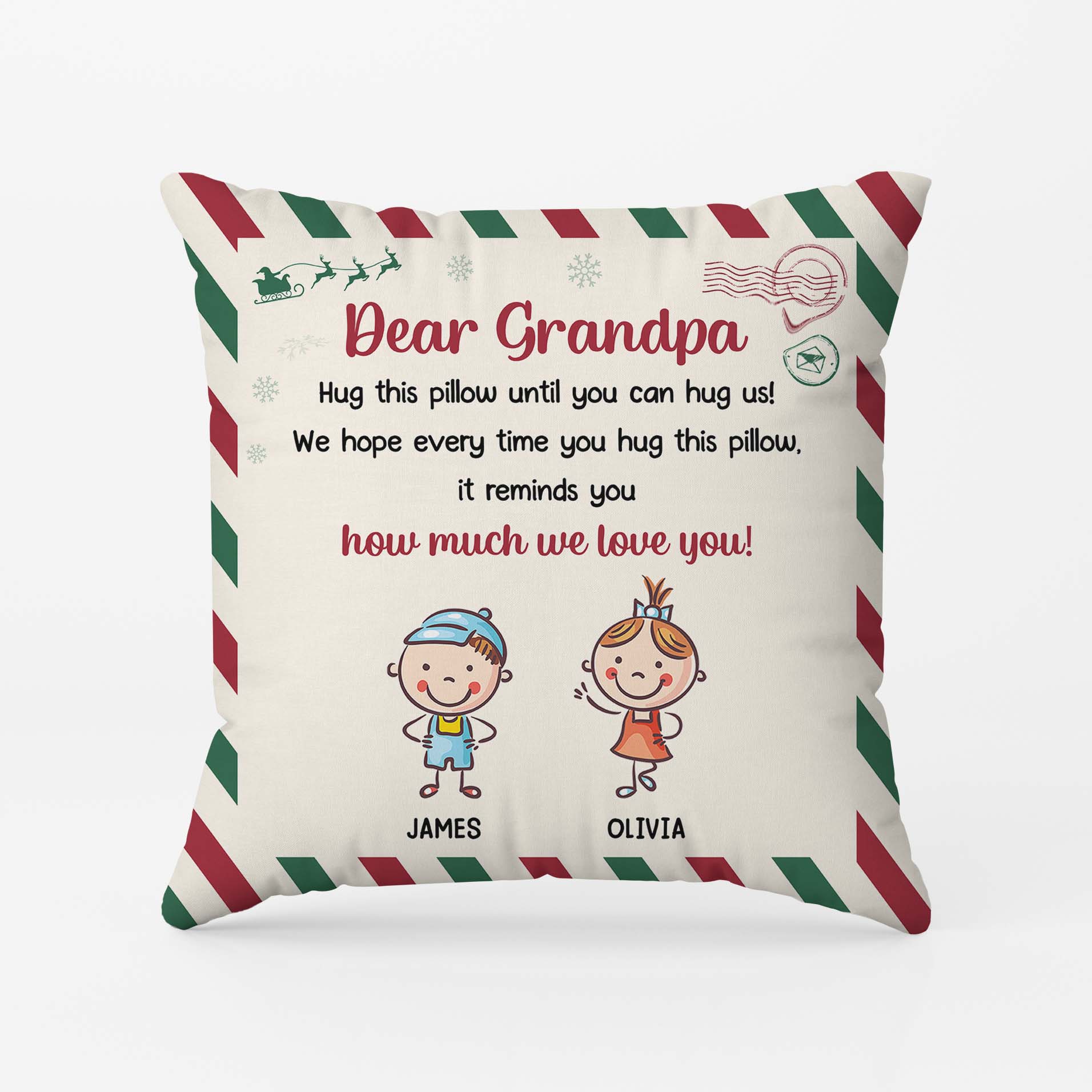 6152PUS2 personalized christmas pillows gifts for grandparents from grandkids 6152PTHTA