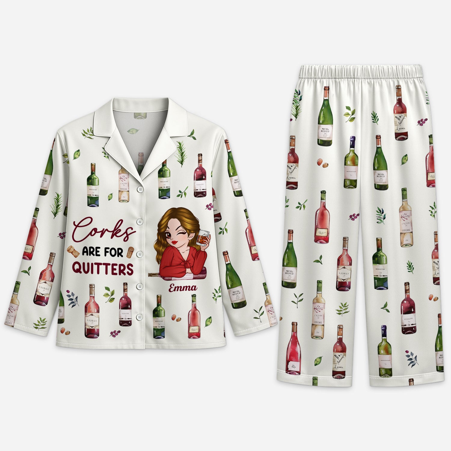6154VUS1 corks are for quitters_ pajamas custom gifts for alcohol lovers 6154VKLZA
